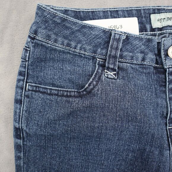 Hot Bottoms Pants Womens 5 Blue Mid Rise Straight Cut Flat Front Jeans - Picture 11 of 16